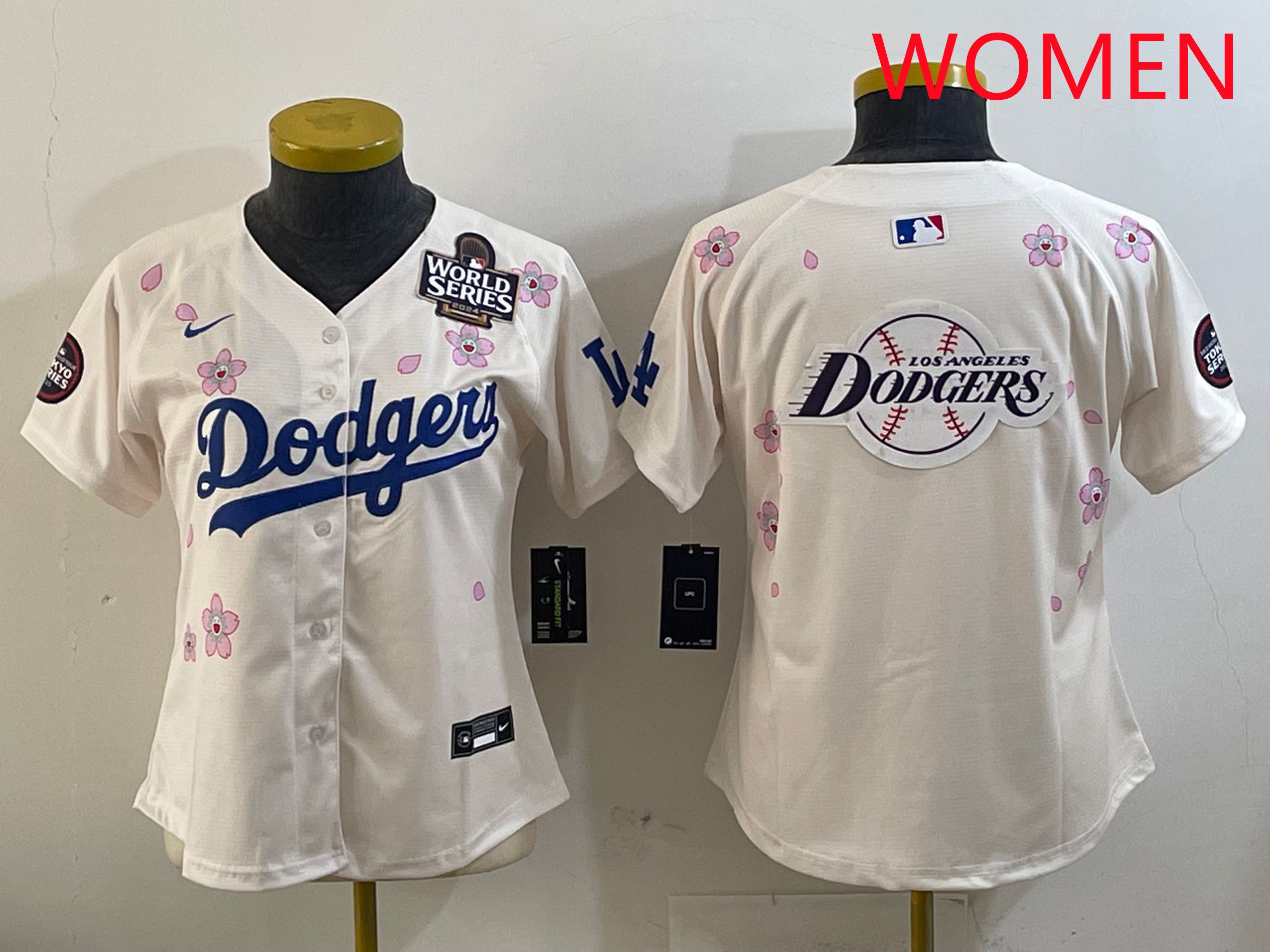 Women Los Angeles Dodgers Blank Cream Sakura Edition 2025 Nike MLB Jersey style 26